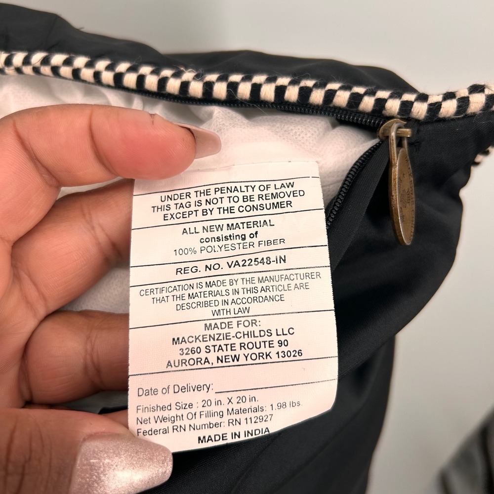 MacKenzie-Childs Happy Halloween Embroidered Ghost Bat Pillow 20x20 75741-1203 - Picture 6 of 16